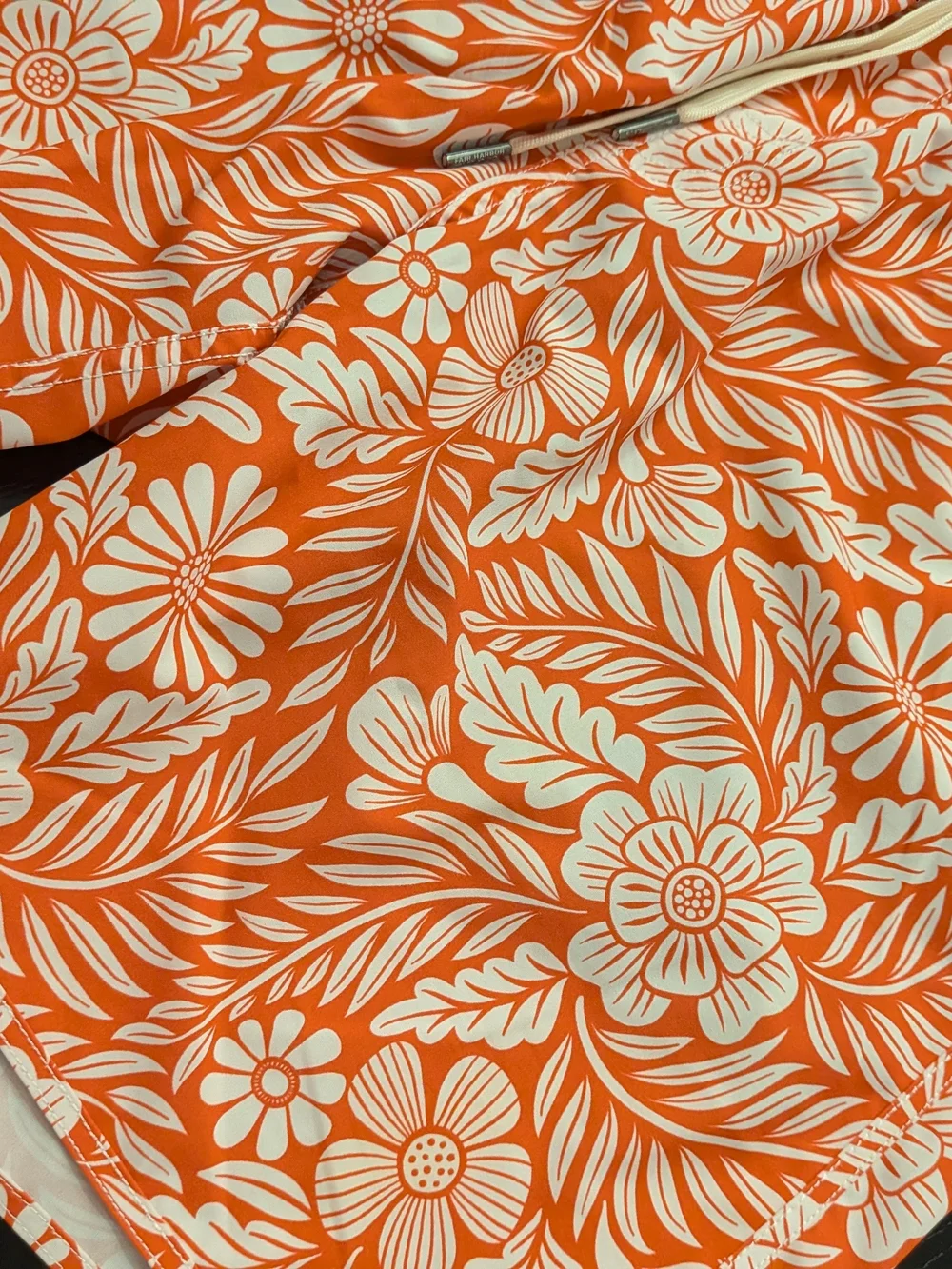 Women's Floral Print Drawstring Shorts - Coral and White