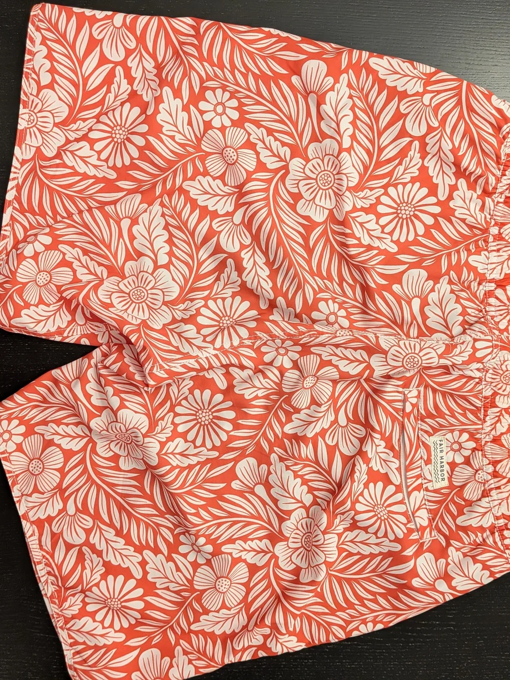 Women's Floral Print Drawstring Shorts - Coral and White