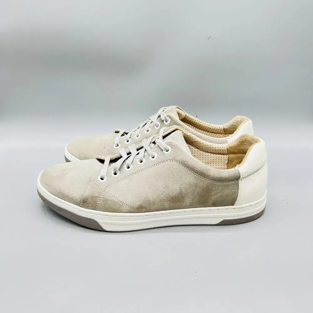 Johnston & Murphy Shoes Mens 9 Beige Suede Low Top Casual Sneakers Comfort