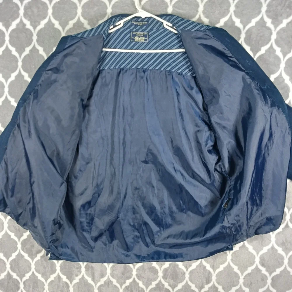 Levis Shirt Jacket Men XL Blue Lined Button Front Lightweight Chore Coat Brushed