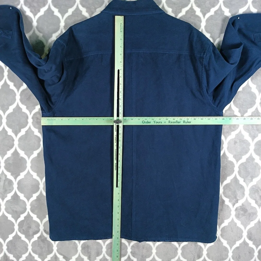 Levis Shirt Jacket Men XL Blue Lined Button Front Lightweight Chore Coat Brushed