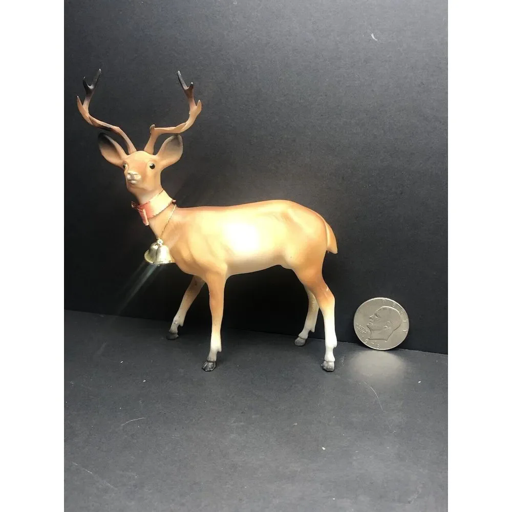 2‎ Vintage Hard Plastic Blow Mold Deer, Doe, Standing, Walking Reindeer, 6