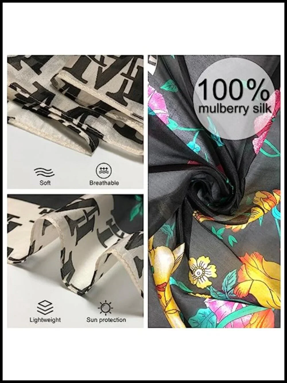 100% Mulberry Silk Pashmina Shawl Wrap Oversized Travel Scarf