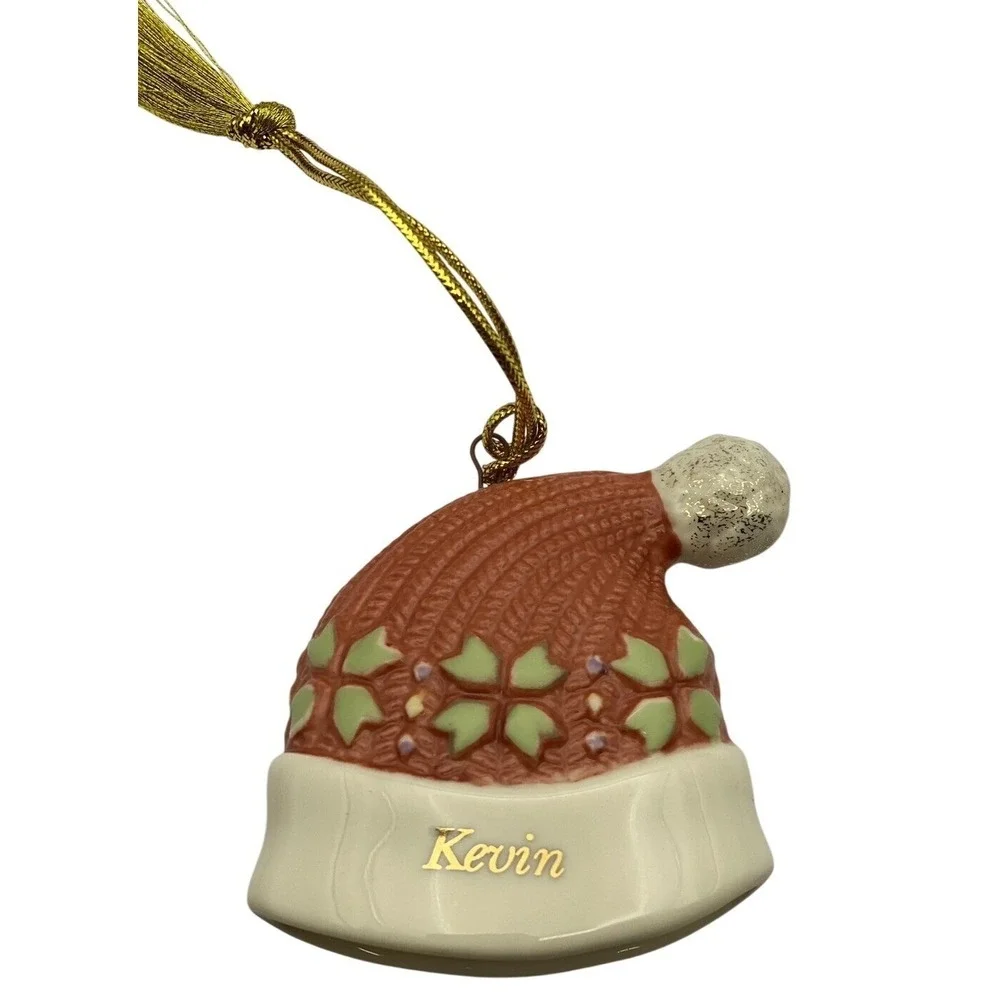 Lenox Knit Hat Cap Ornament Personalized‎ Name Kevin Christmas Holiday