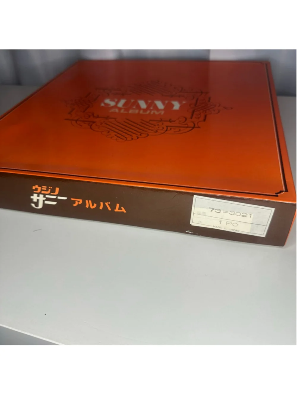 Vintage New NIB Sunny Photo Album Japan Gold & Orange Silk Brocade Fan & Tassel