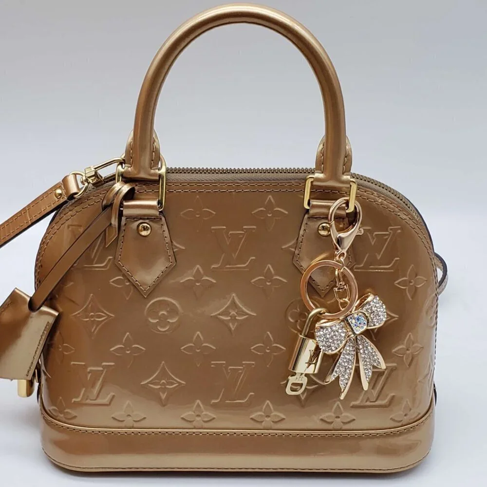 LV Gold Padlock 🔑 Authentic Louis Vuitton Charm + Unbranded Ribbon Keychain