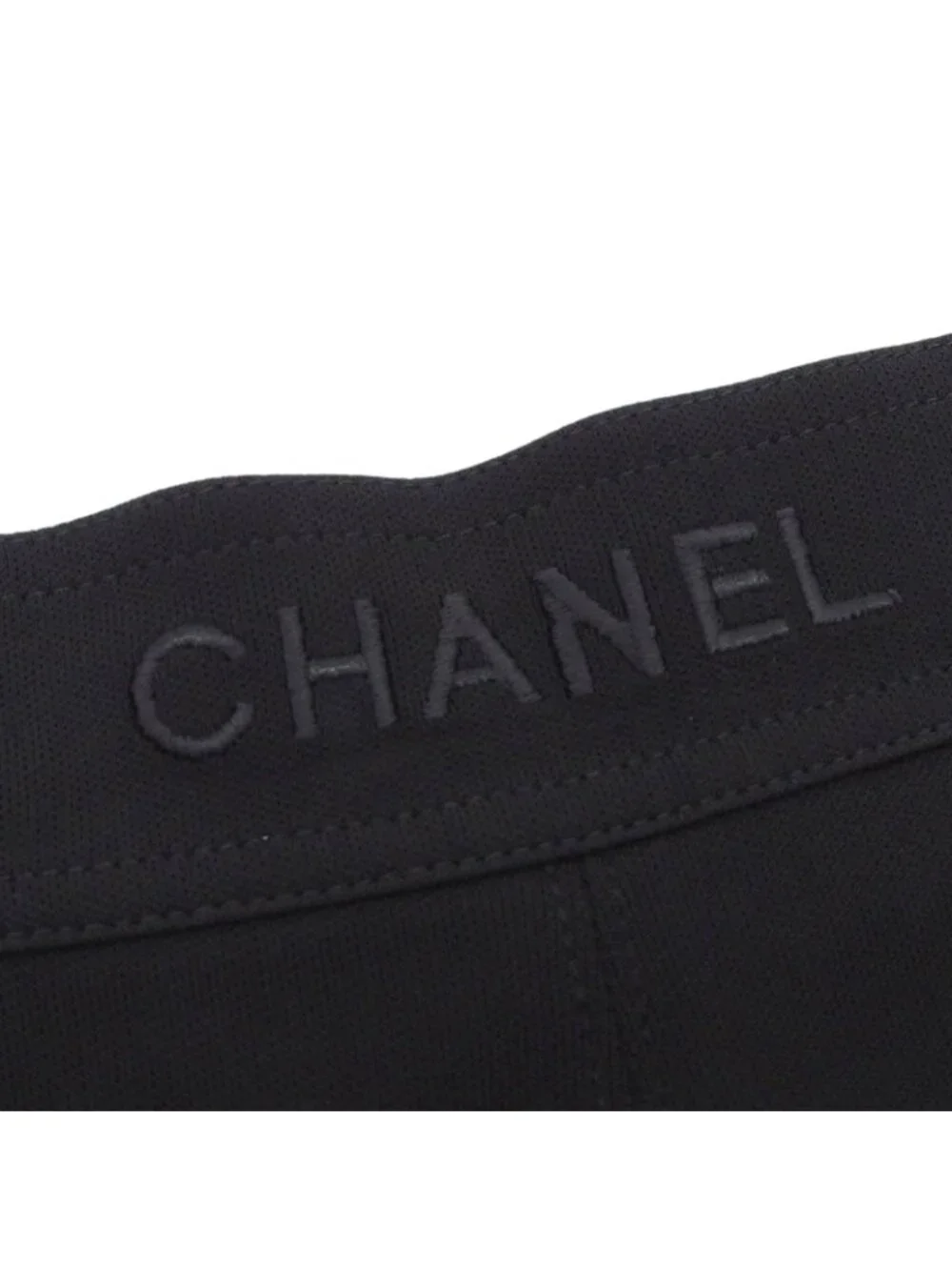 Chanel Boutique Vintage Logo Embroidery Sheer Skirt Black 36