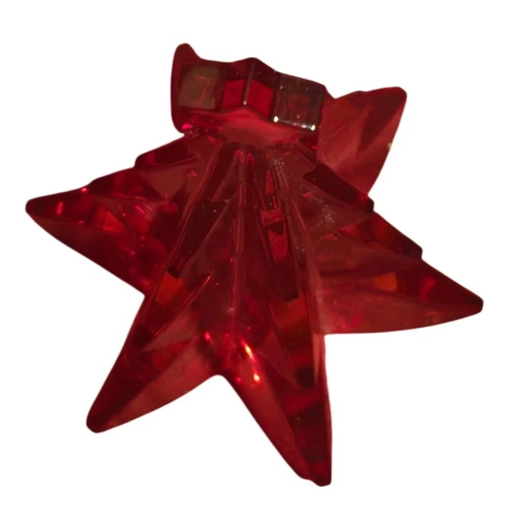 Baccarat Ruby Red Crystal Christmas Tree Star Topper Figurine Made in France