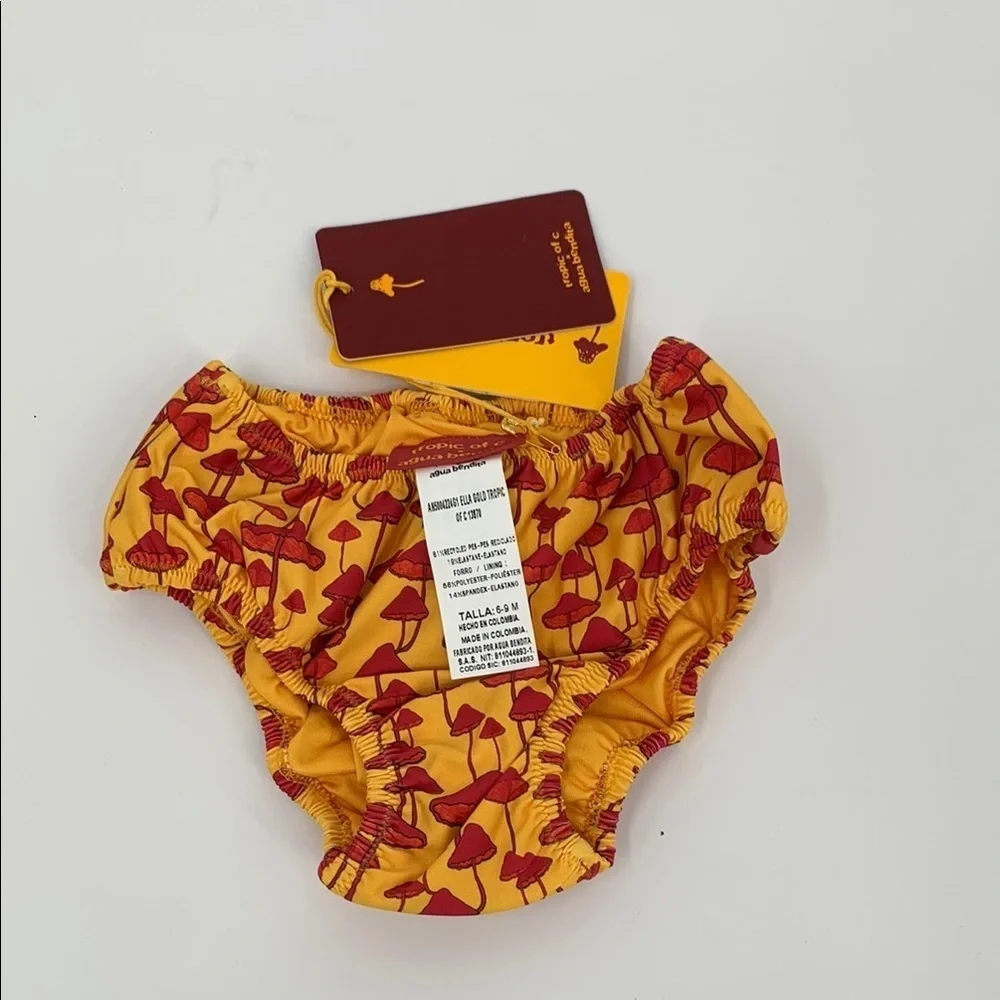 Agua Bendita Tropic of C Ella swim bottoms orange red mushroom baby new 9-12M