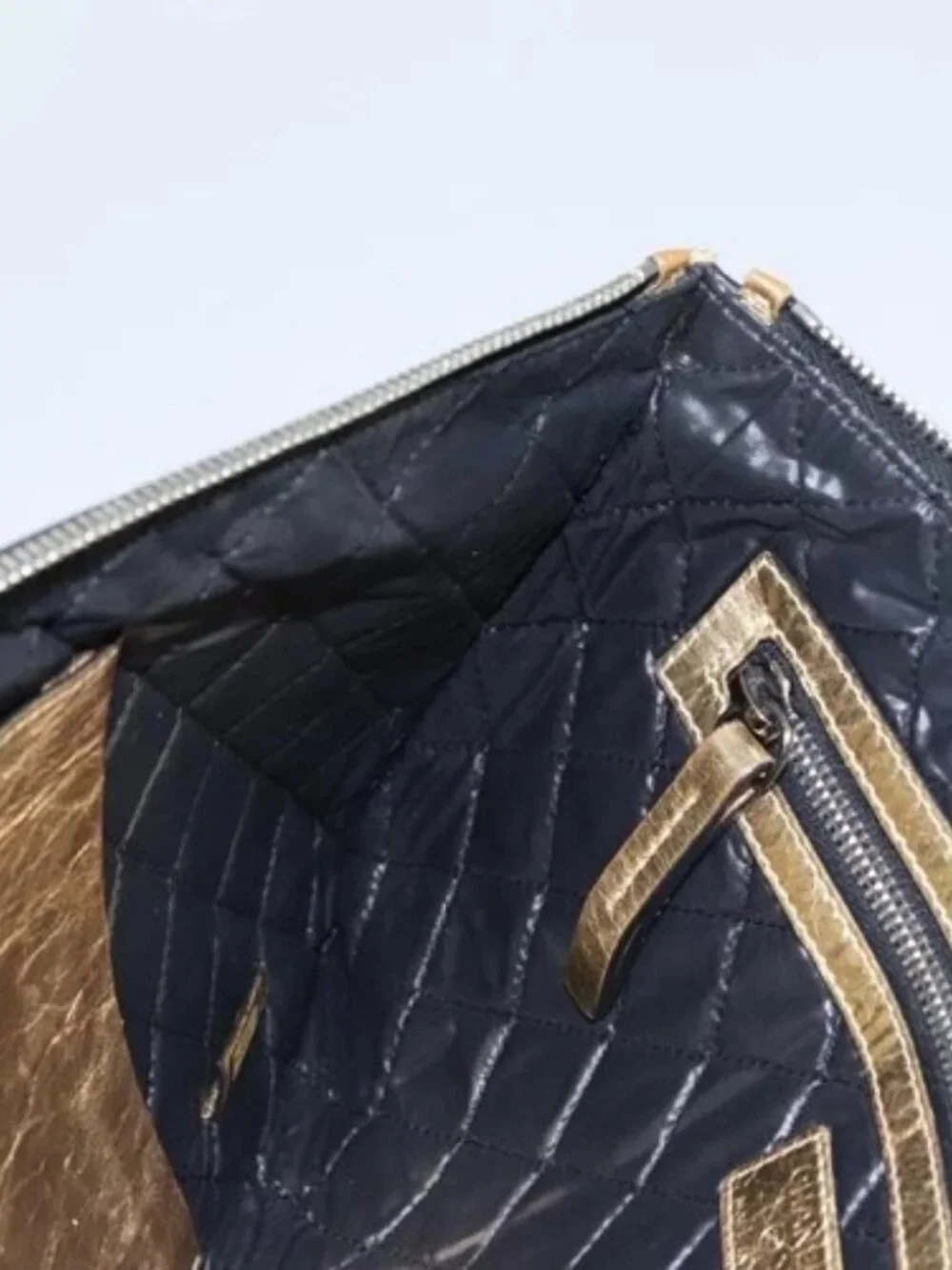 CHANEL Clutch Bag Leather Gold CC Auth 107504