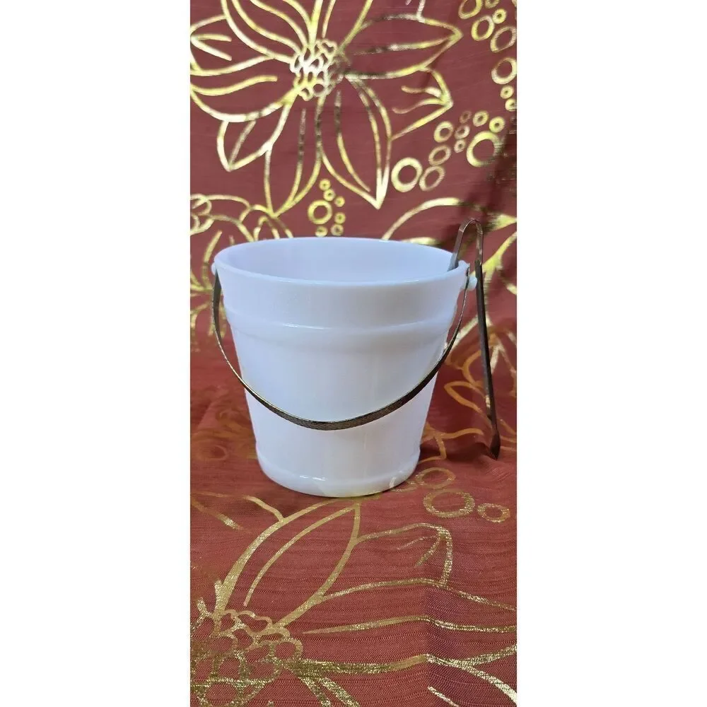 Vintage White Milk Glass Ice Bucket