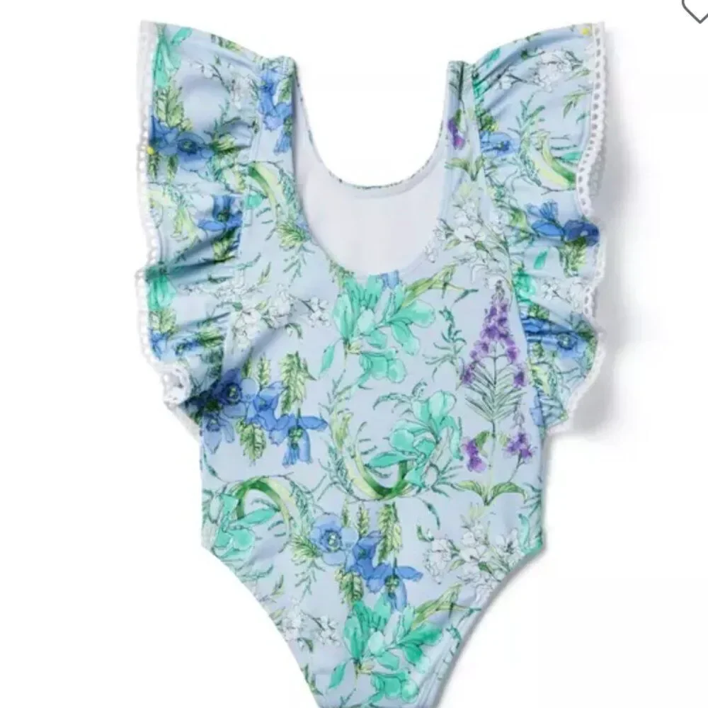 Janie and Jack 100048813 Recycled Floral Ruffle Swimsuit Purple NWT 12-18 months