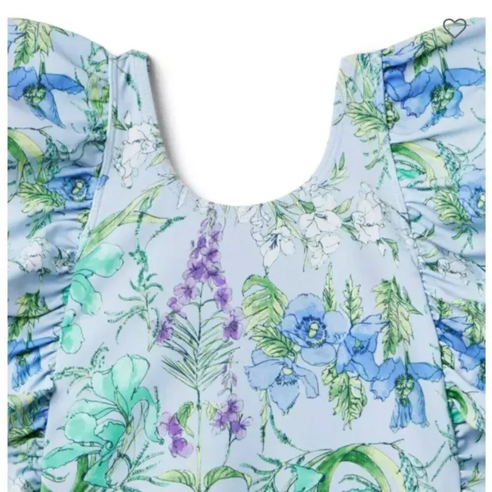 Janie and Jack 100048813 Recycled Floral Ruffle Swimsuit Purple NWT 12-18 months