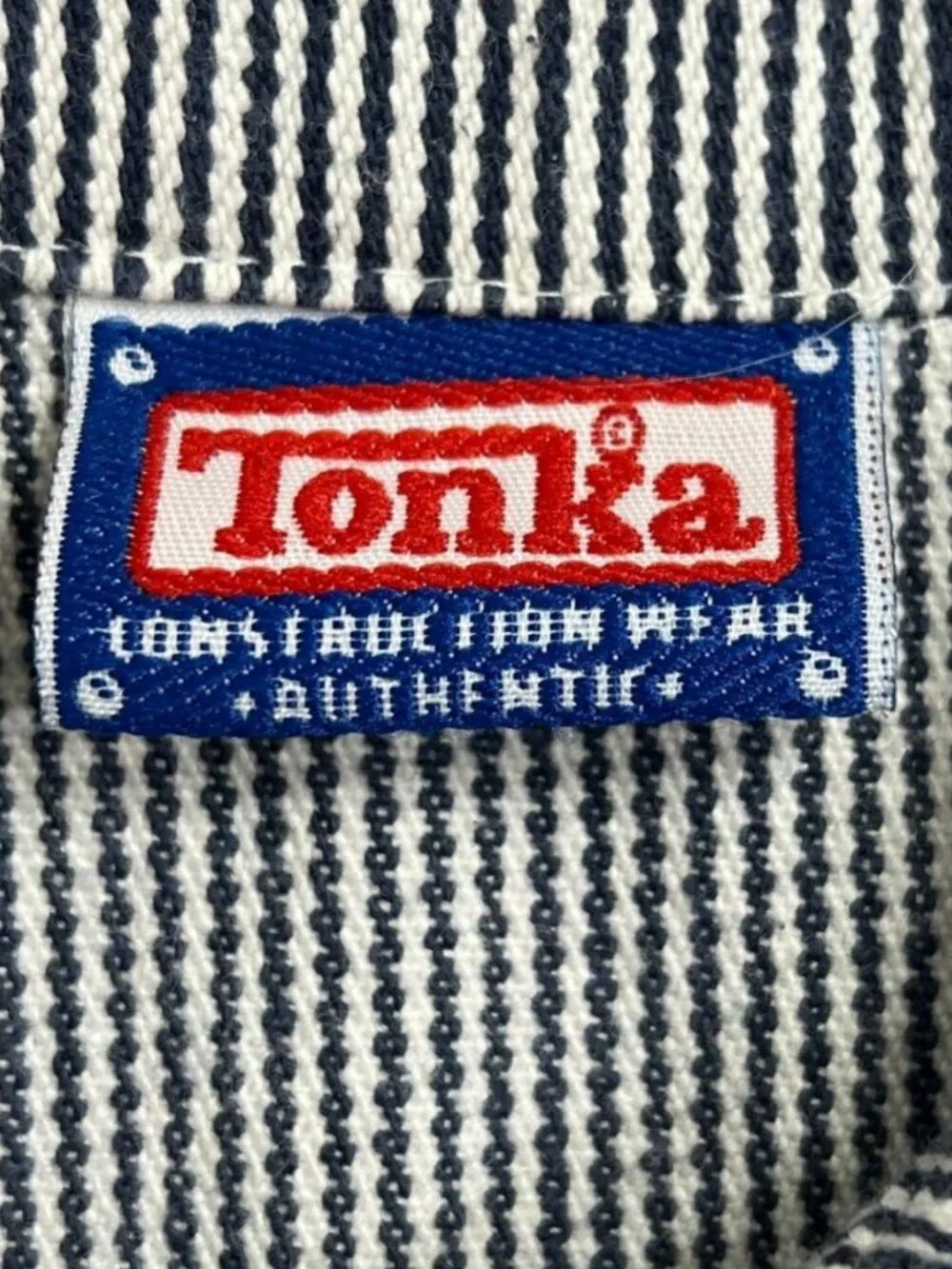 Vintage 1999 Tonka Construction Wear Hickory Stripe Denim Jacket 18M