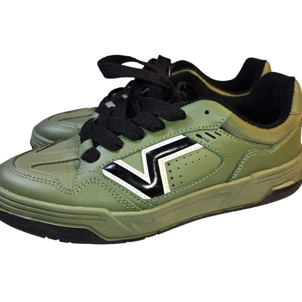Vans Uplift Skate Shoes Olive Green Black White Sample Mens 5.5 Womens 7