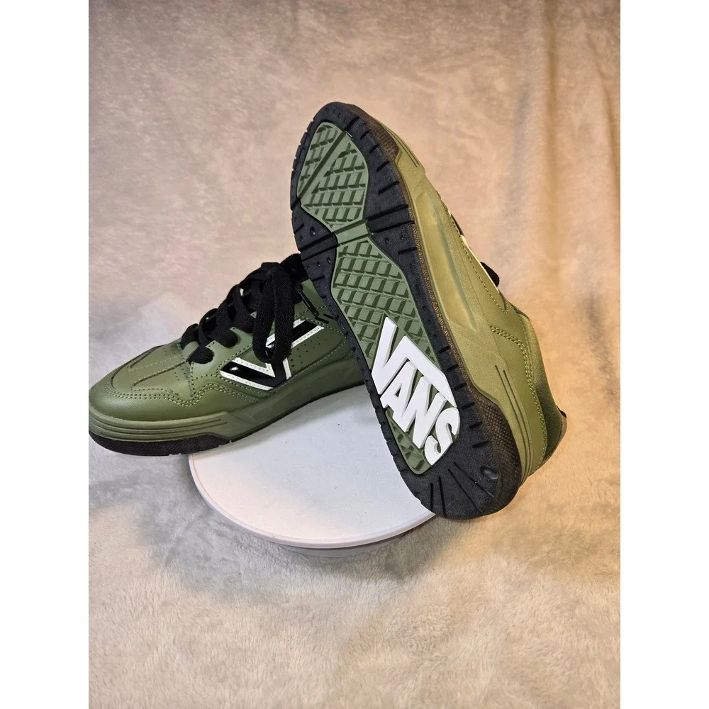 Vans Uplift Skate Shoes Olive Green Black White Sample Mens 5.5 Womens 7