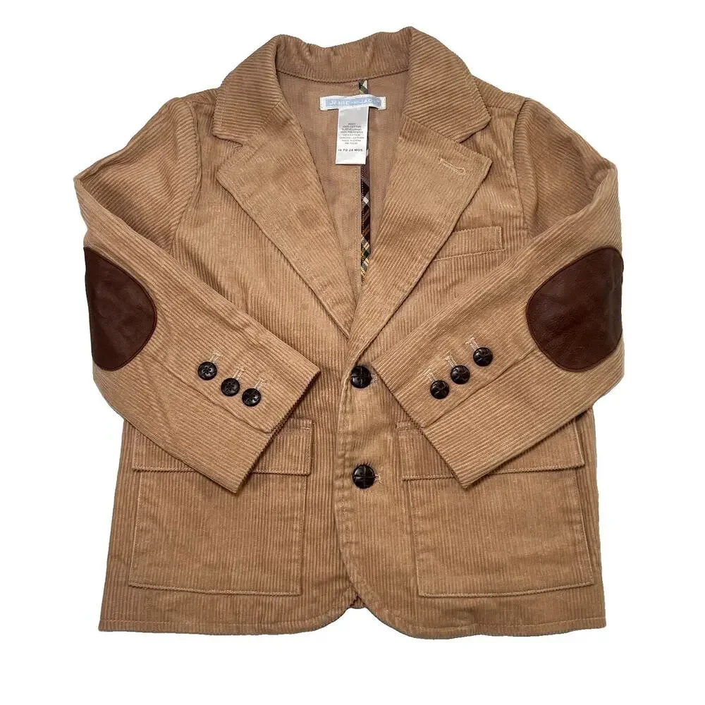 Janie and Jack Coat Size 18-24 Months Beige Corduroy Elbow Patches Blazer Jacket
