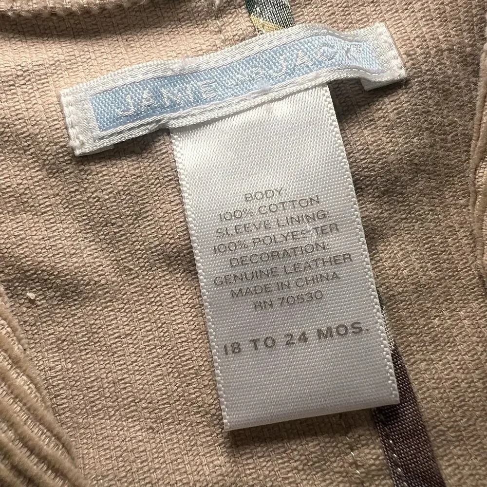 Janie and Jack Coat Size 18-24 Months Beige Corduroy Elbow Patches Blazer Jacket