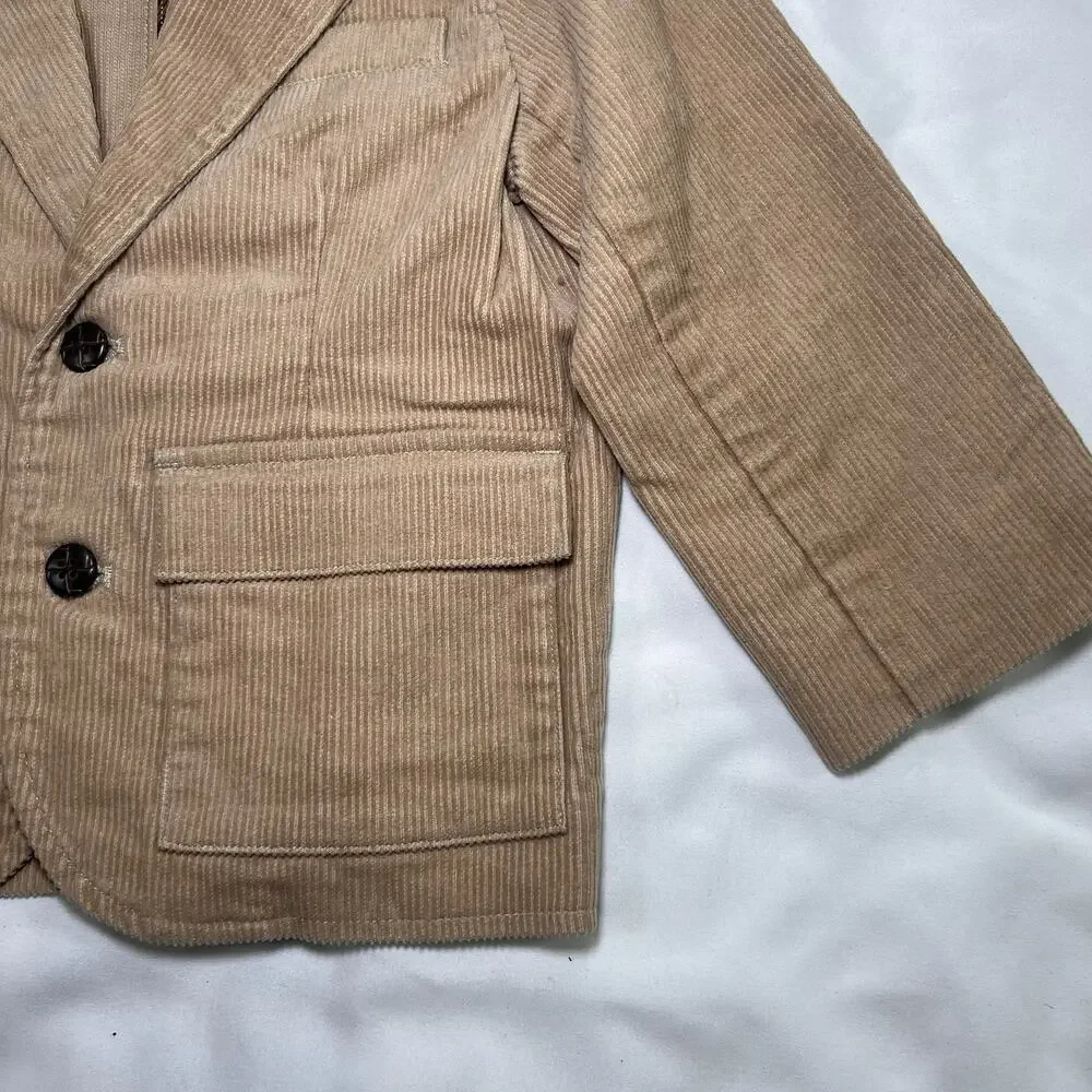 Janie and Jack Coat Size 18-24 Months Beige Corduroy Elbow Patches Blazer Jacket