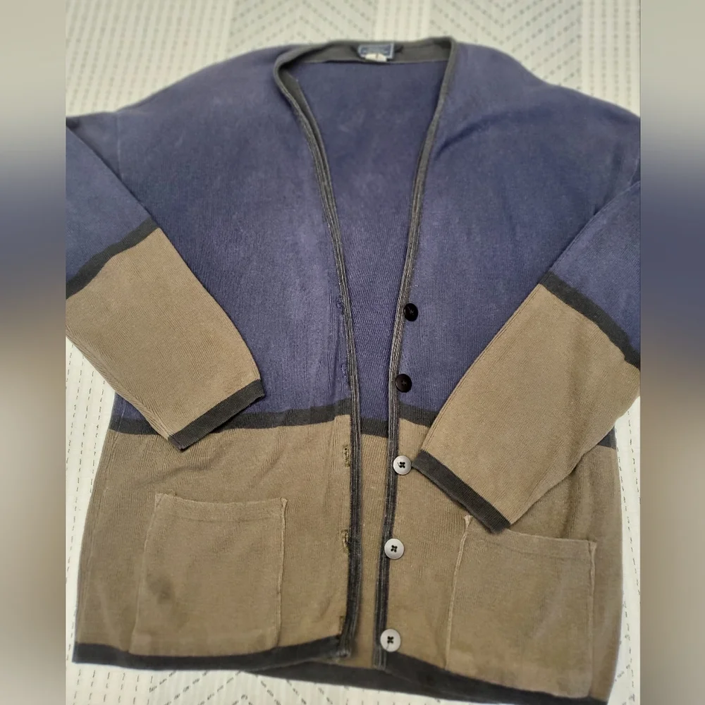 Vintage Charpentier Clothiers Colorblock Cardigan Navy Olive Small Boutique