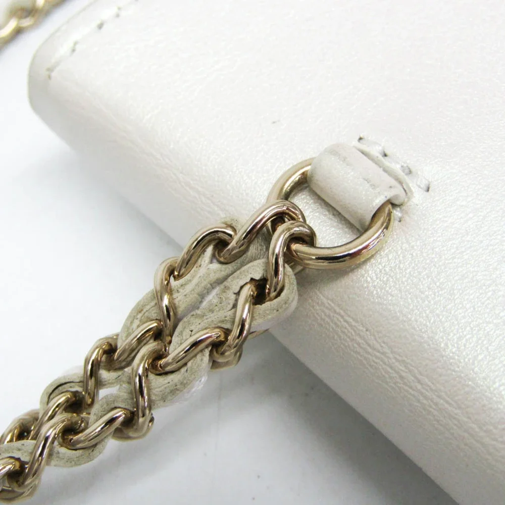 CHANEL White Pearl Leather Wallet