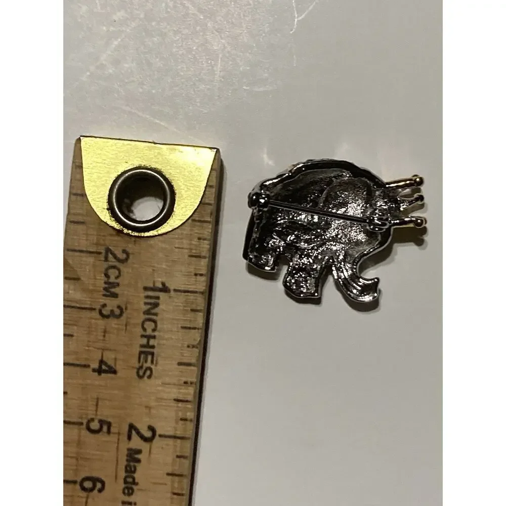 Vintage Danecraft Royal Indian Elephant Pin‎ Brooch Signed Silver gold Crown