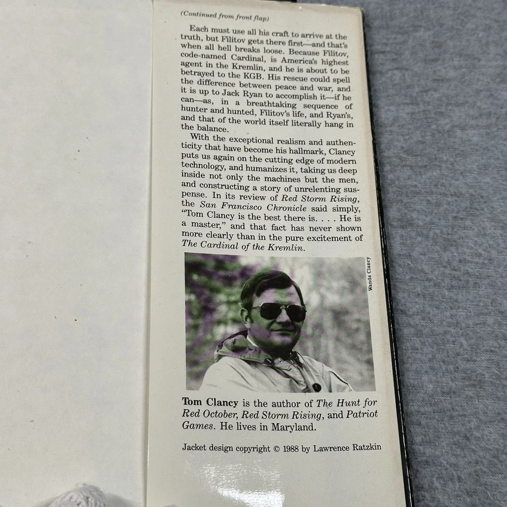 Tom‎ Clancy The Cardinal of the Kremlin 1988 1st Ed Hardcover DJ Rare NOTE