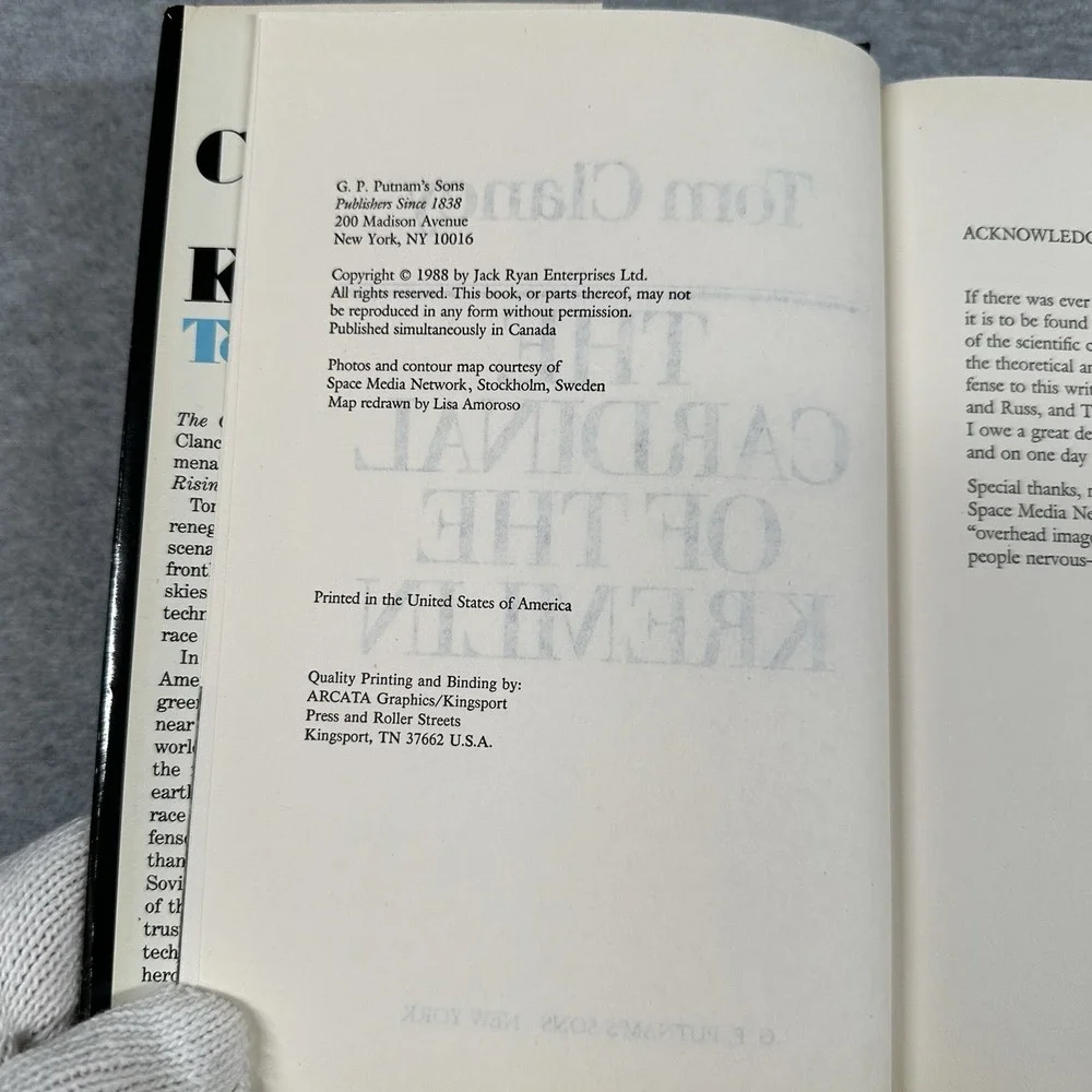 Tom‎ Clancy The Cardinal of the Kremlin 1988 1st Ed Hardcover DJ Rare NOTE
