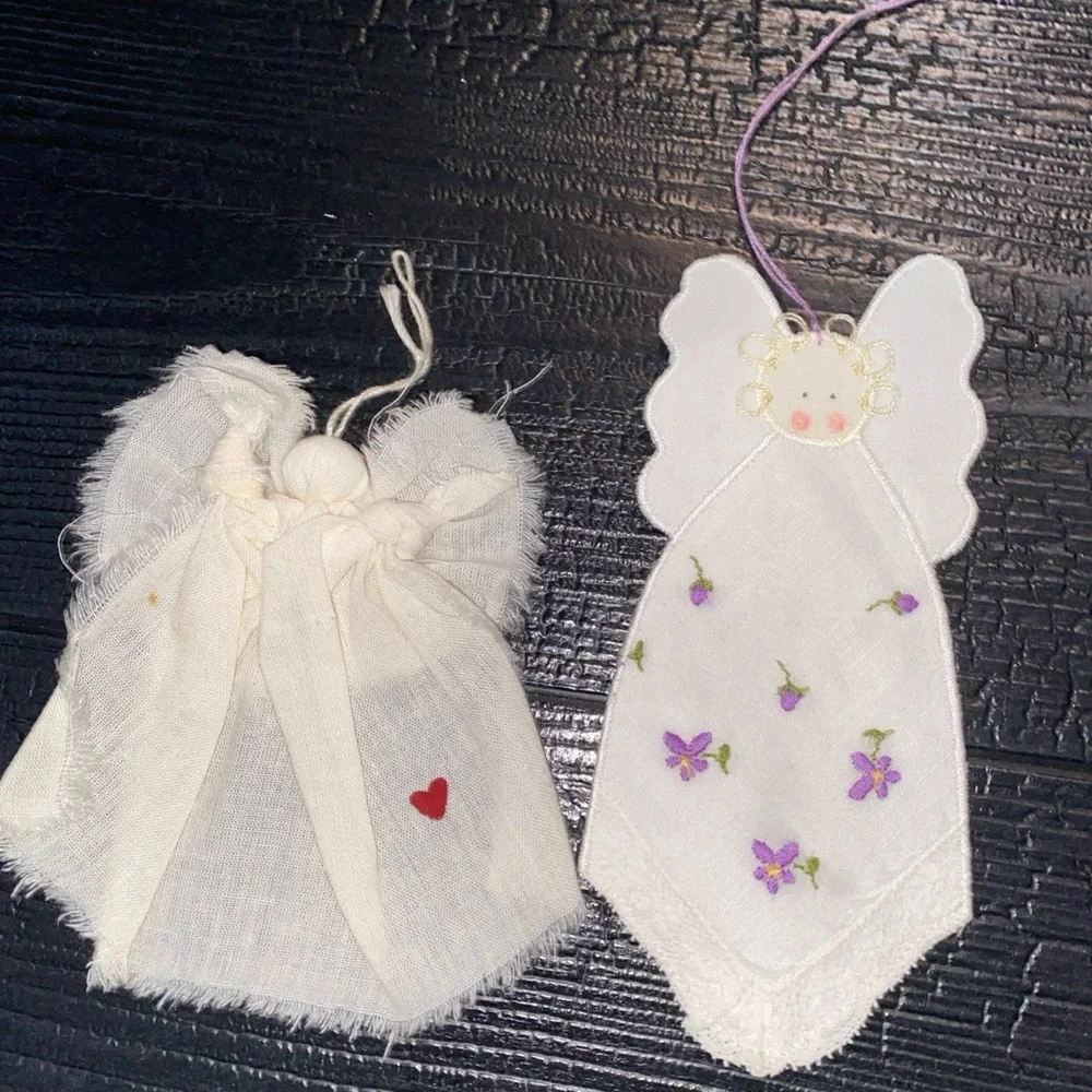 Vintage Handmade Handcrafted Handkerchief Christmas‎ Angel Ornaments (2)