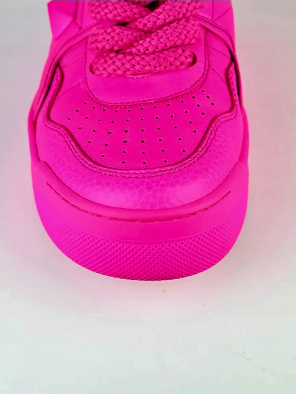 Valentino Garavani Neon Pink Lace-Up Sneakers