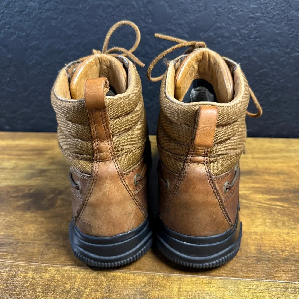 Justin 999 Brown Leather Canvas‎ Moc Toe Work Boots Mens 10M