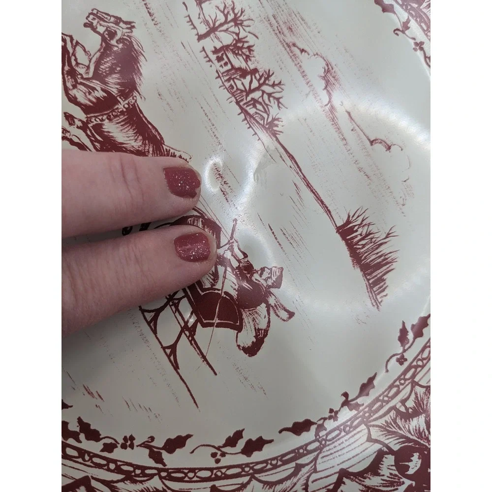 Restoration‎ Hardware 2 Collectible Christmas Charger Plates Winter Sleigh 2003
