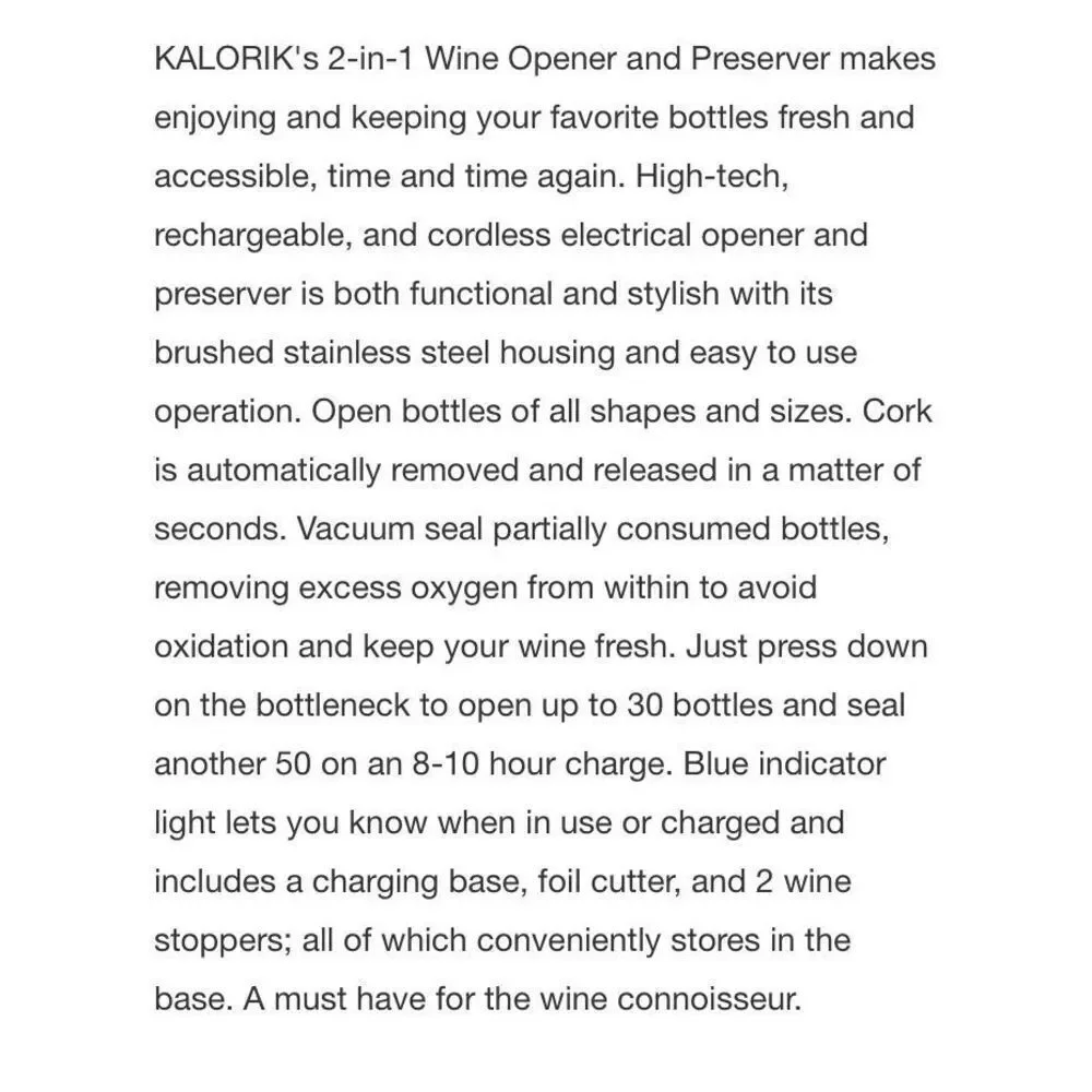 Kalorik wine opener
