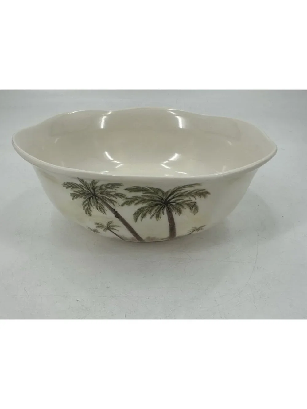 Ping’s Melamine Serving Bowl Palm Trees Green Tropical Coastal Beach 8.25
