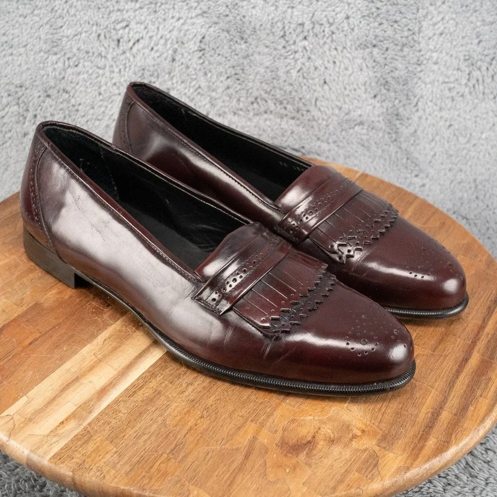 Mens Johnston Murphy Deep Red Double Kilty Italy Size 9.5 M Preppy