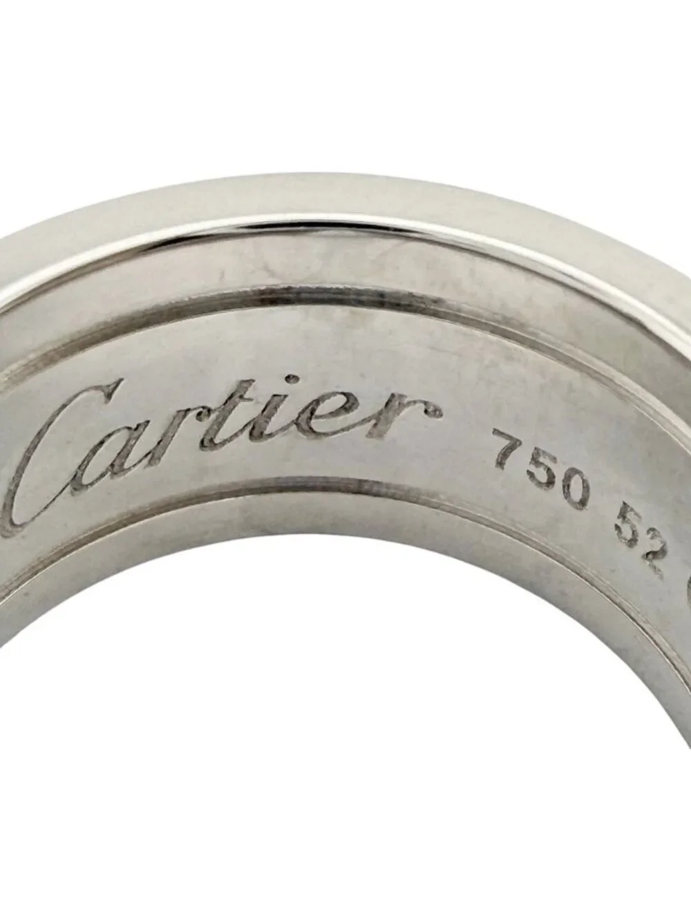Cartier C2 Wide Ring 18k White Gold Diamond