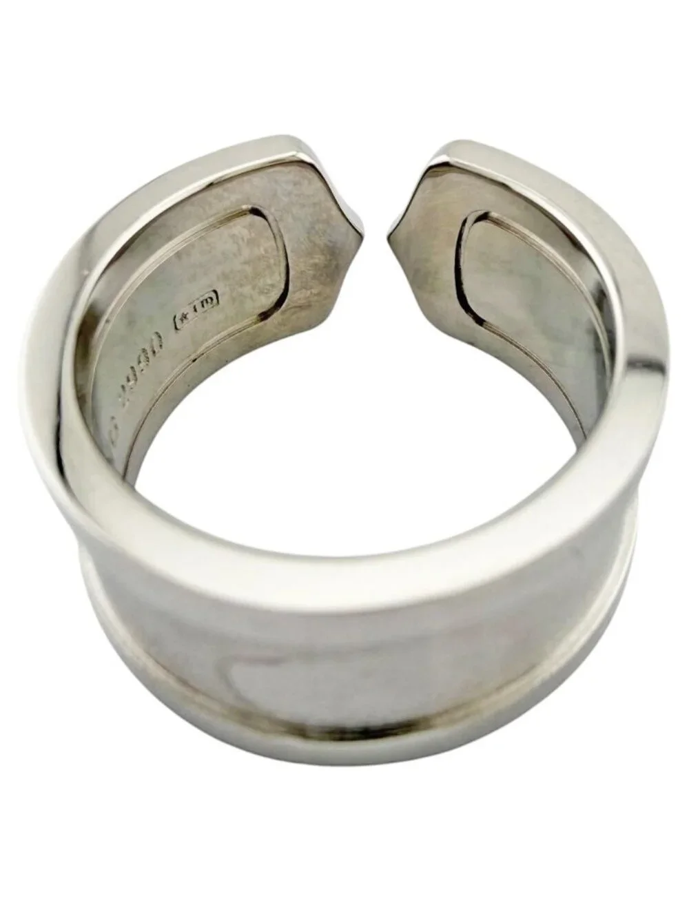 Cartier C2 Wide Ring 18k White Gold Diamond