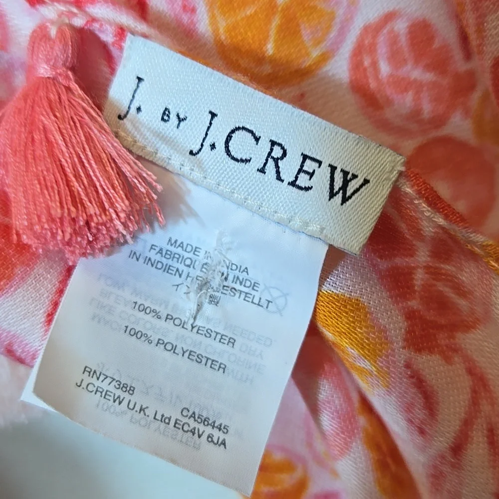 J. Crew Citrus Fruit Print Tassel Wrap Scarf Oranges Grapefruit Summer‎ Spring