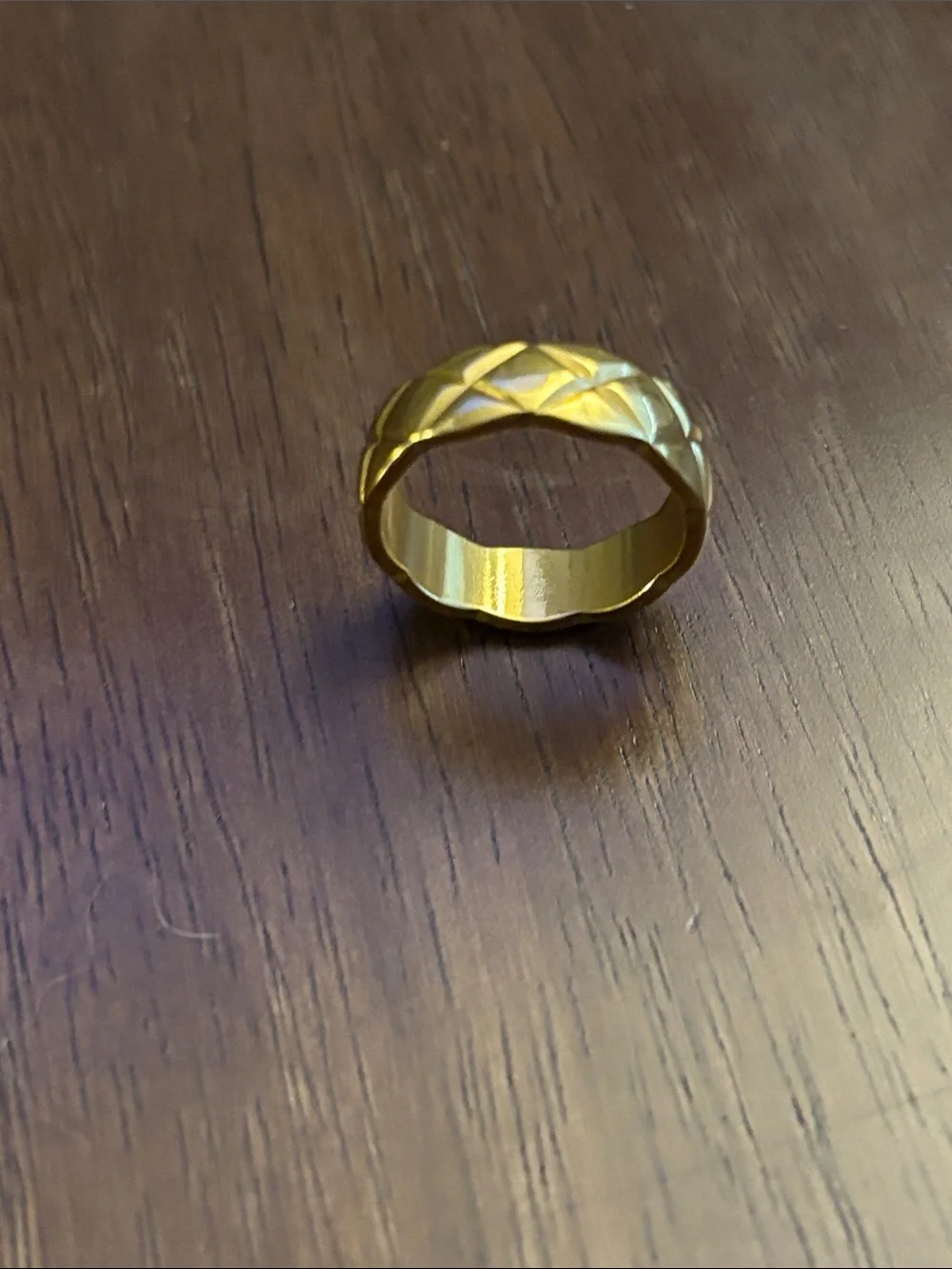 Gold plated Quilted Pattern Women’s Ring - Gold Color , size 9