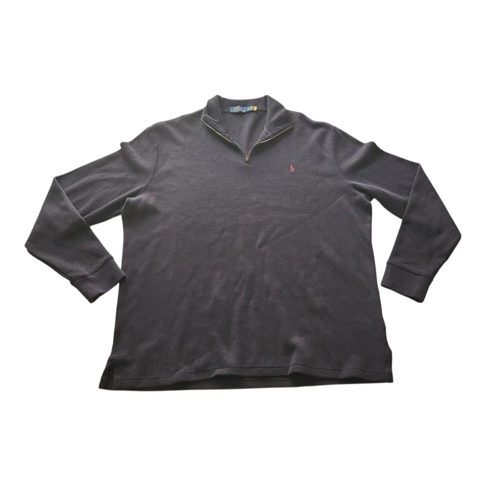 Polo Ralph Lauren Mens XL Navy Blue Cotton‎ 1/4 Zip Pullover Sweater Pony Logo