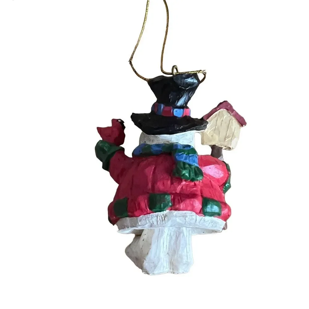 Snowman 3x2.5 Christmas‎ Tree Ornament Moving Legs Red Bird Birdhouse Winter