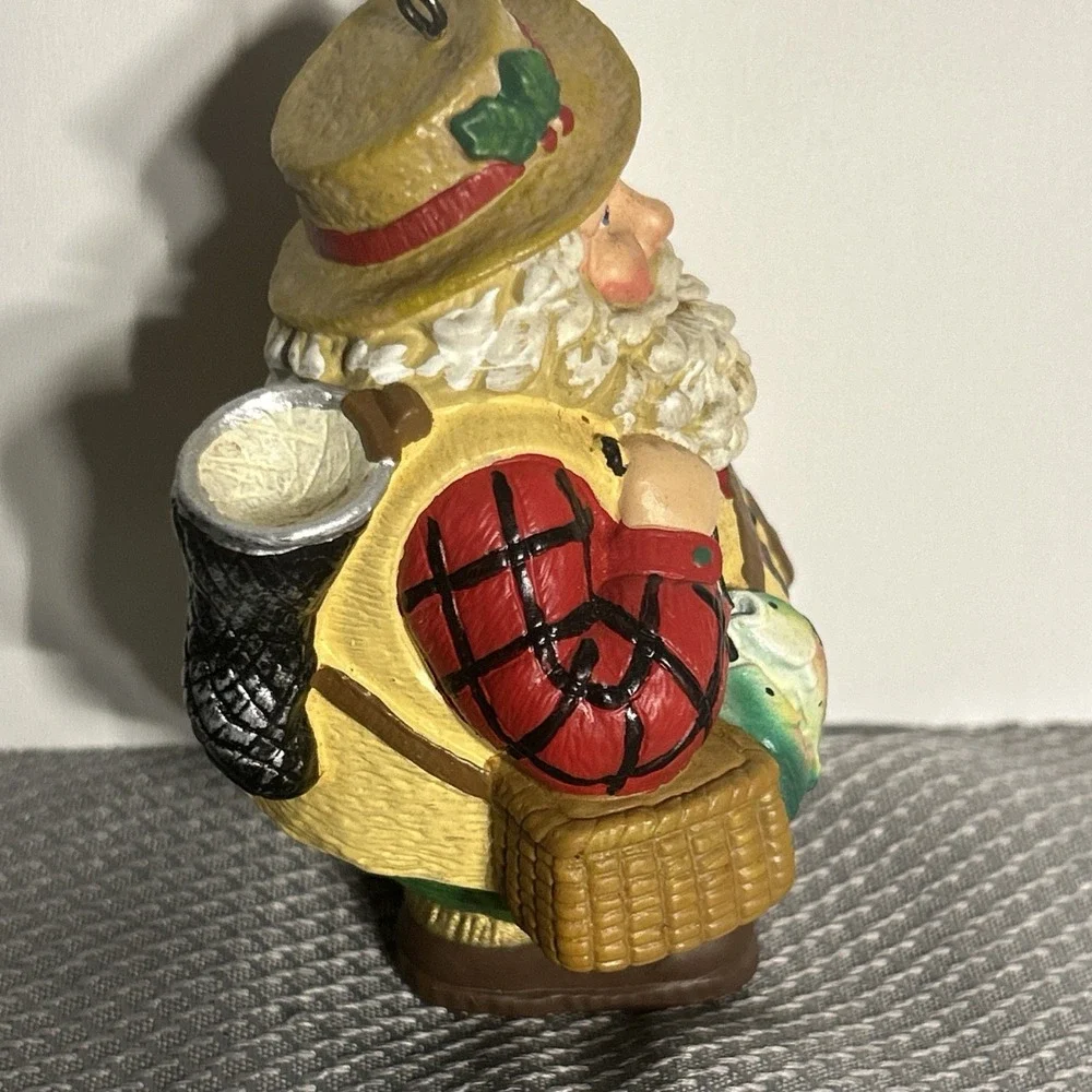 Santa Claus Fisherman Fishing‎ Resin Christmas Ornament 4