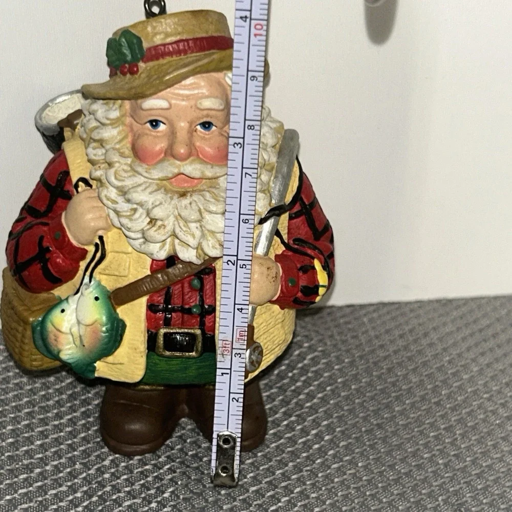 Santa Claus Fisherman Fishing‎ Resin Christmas Ornament 4