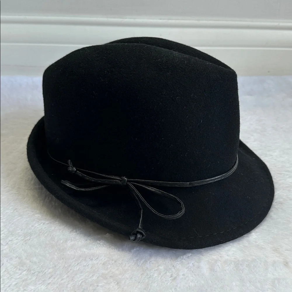 Vintage Scala Old Money Academia Artsy‎ Boho Fedora Walking Hat Black Wool