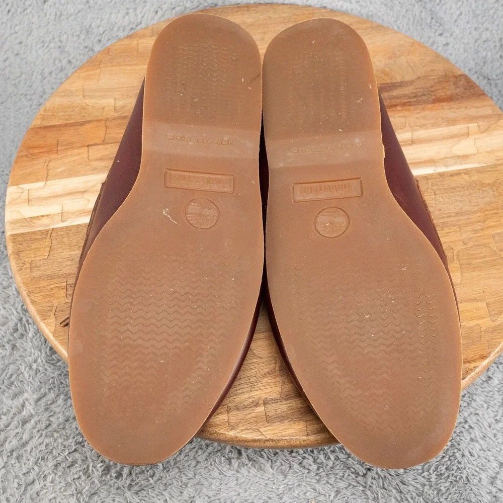 Timberland Men's 2-Eye Handsewn Boat Burgundy Leather Loafers Size 13
