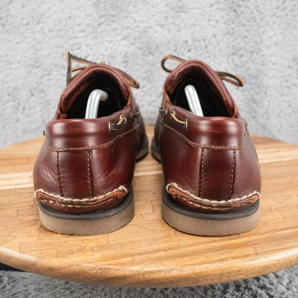 Timberland Men's 2-Eye Handsewn Boat Burgundy Leather Loafers Size 13
