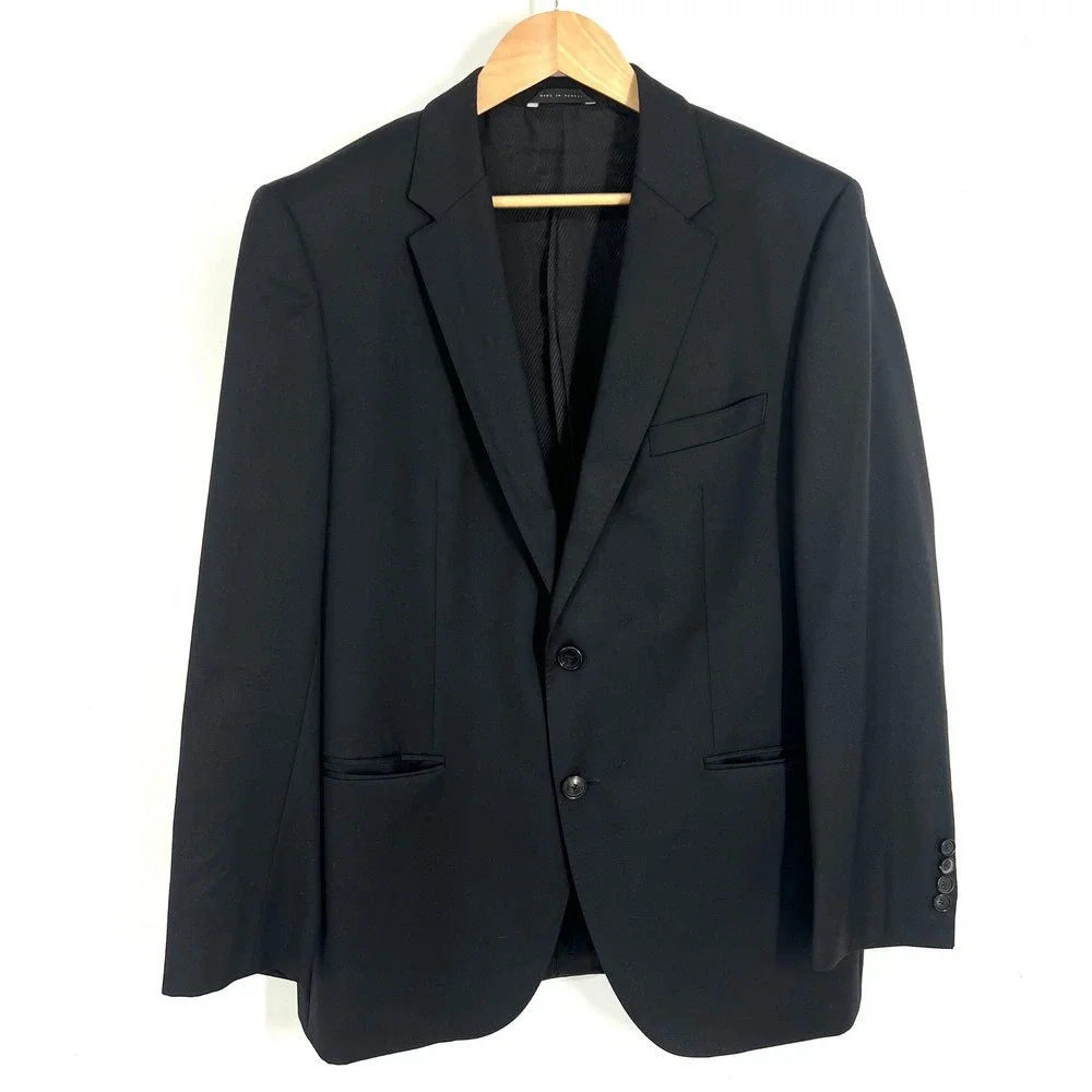 Hugo‎ Boss Mens The James3 Sharp5WE Black Blazer Sport Coat 42R Solid Two Button
