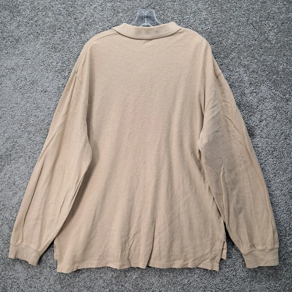 Polo Ralph Lauren Mens XXL Tan Long Sleeve Cotton Pique Pony Logo Polo‎ Shirt