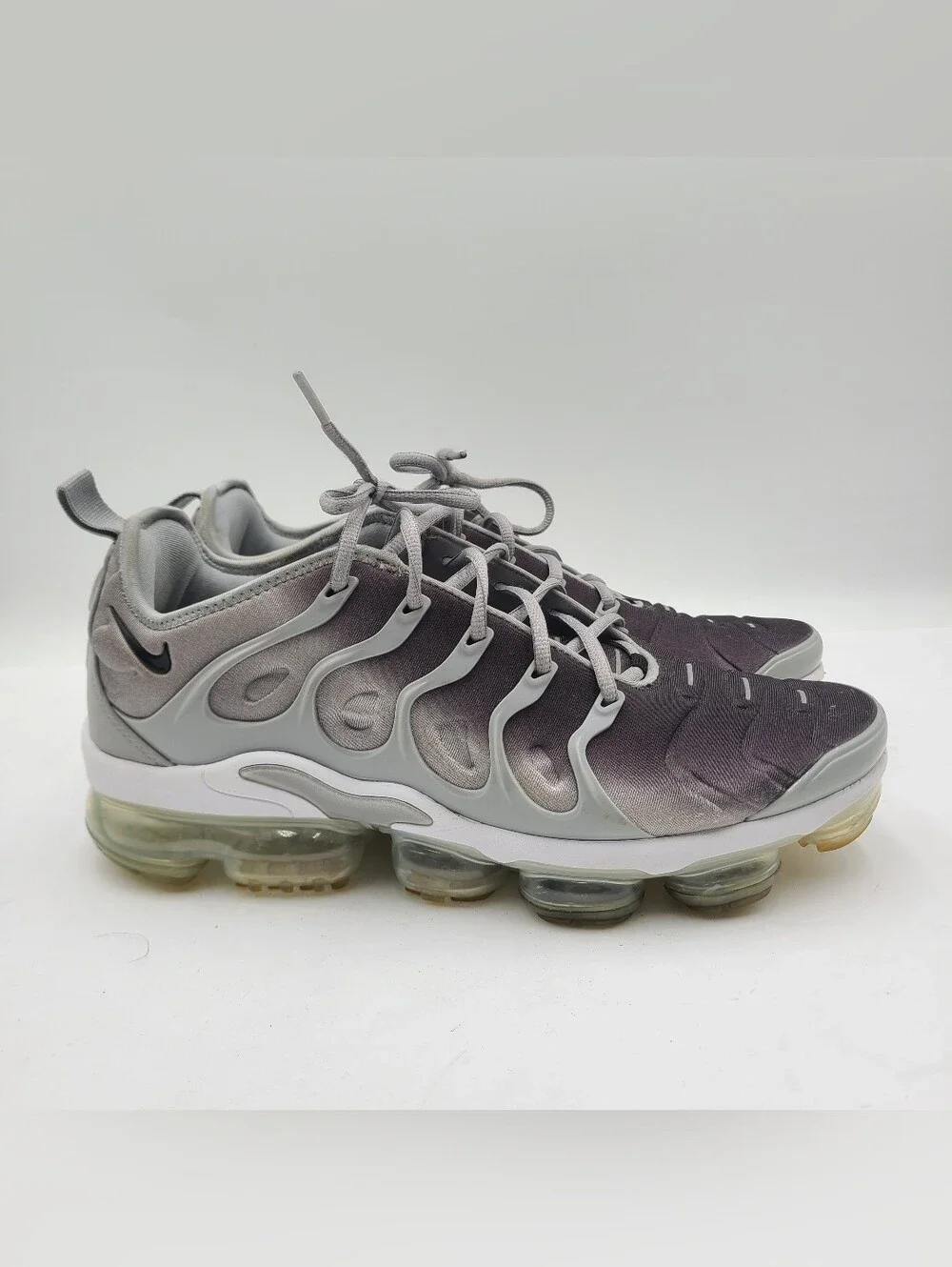 B39 Nike Air VaporMax Plus Silver Gradient Gray White Mesh 924453-007 Mens Sz 12