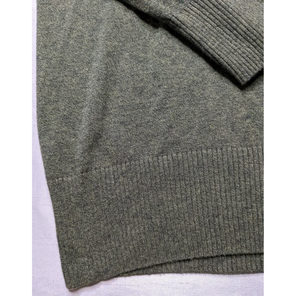 BANANA REPUBLIC Men Large Green Heather‎ Cotton V-Neck Military Sweater EUC